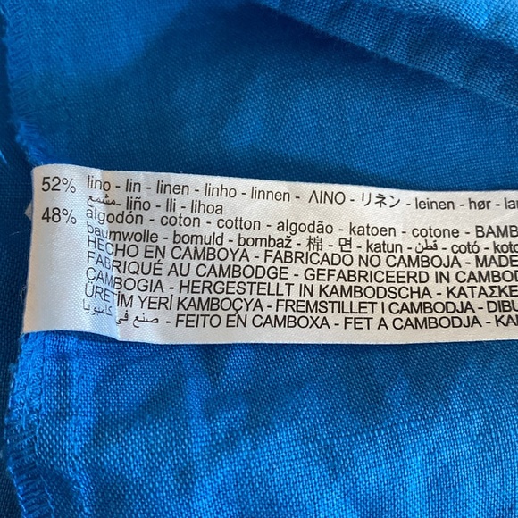 Zara linen blend gorgeous royal blue midi slit dress w/ great spaghetti straps - Picture 15 of 15